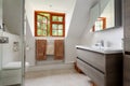 Tiled washroom wc with basin and toilet