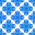 Tiled watercolor background. Blue symmetrical