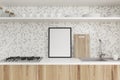 Tiled and wooden kitchen countertop, poster