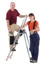 A tiler and his apprentice. Royalty Free Stock Photo