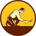 Tiler Plasterer Mason Trowel Circle Woodcut Royalty Free Stock Photo