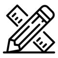 Tiler ruler icon, outline style