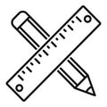 Tiler ruler pencil icon, outline style