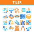 Tiler Work Equipment Collection Icons Set Vector Royalty Free Stock Photo