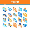 Tiler Work Equipment Isometric Icons Set Vector Royalty Free Stock Photo