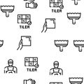 Tiler Work Equipment Seamless Pattern Vector