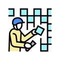 tiler worker color icon vector illustration