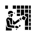 tiler worker glyph icon vector illustration