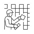 tiler worker line icon vector illustration