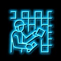 tiler worker neon glow icon illustration