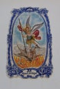 Tiles with the Archangel Saint Michael in the PeÃÂ±a de Arias Montano, Alajar, Huelva, Spain