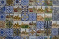 Tiles, azulejos. Traditional Portuguese ceramic tiles. Colorful souvenirs from Lisbon, Portugal, Europe.