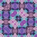 Tiles and border in neon blue and lilas