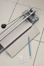 Tiles cutting works Royalty Free Stock Photo