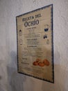 Tiles with the Ochio recipe, originally tipical bread from the Easter celebration in the JaÃ©n area, Baeza, AndalucÃ­a, Spain