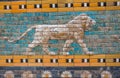 Tiles Pattern of Babylon`s The Ishtar Gate inside The Pergamon Museum Pergamonmuseum, Berlin, Germany - 6 Feb 2016 Royalty Free Stock Photo