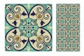 Tiles Portuguese patterns antique seamless design in Vector illustration vintage Royalty Free Stock Photo