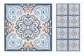 Tiles Portuguese patterns antique seamless design in Vector illustration vintage Royalty Free Stock Photo