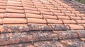 Tiles roof top before and after cleaning moss lichen detail high pressure water clean tile Royalty Free Stock Photo