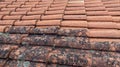 Tiles roof before and after water clean washing with high pressure professional cleaning Royalty Free Stock Photo