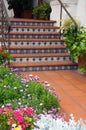 Tiled stair entryway