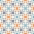 Geometric seamless vector pattern. Blue and orange structure on creamy background.