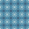 Blue and white geometric porcelain pattern inspired by Portuguese or Spanish old retro tiles.