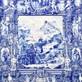 Tilework azulejo on outer wall of church in Porto Royalty Free Stock Photo