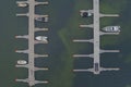 Tilgu sadam, a few boats at the pier, photo from above from a drone Royalty Free Stock Photo