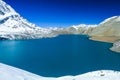 Tilicho lake 4,919 m in the Annapurna range of the Himalayas Royalty Free Stock Photo