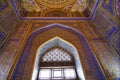 Interior Architecture details at Tilla-Kari (Gold-Covered) Medressa in Samarkand, Uzbekistan.