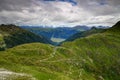 Mountain pass over Carnic Alps main ridge from Italy to Austria Royalty Free Stock Photo