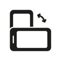 Tilt Mobile Phone Glyph Pictogram. Cellphone Monitor Rotation Symbol. Smartphone Screen Rotate Silhouette Icon. Vertical Royalty Free Stock Photo