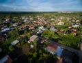 Tilt shift blur effect. Aerial photograph countryside in thailand Royalty Free Stock Photo