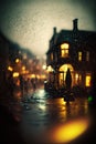 Tilt-shift, eldritch horror scene, H.P Lovecraft, yellow light, ominous, cosmic horror