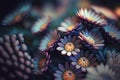 Tilt shift flowers close up, created with Generative AI technology Royalty Free Stock Photo
