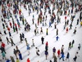 Tilt shift focus on a large group of people. 3D Rendering