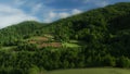 Tilt Shift Photography Green mountainsides with trees