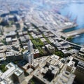 Tilt shift with tall building in Seattle Royalty Free Stock Photo