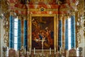 Tilt-shift view of church indoor interior