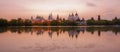 Tilt and shift view of sunset Kremlin in Izmailovo district of Moscow Royalty Free Stock Photo