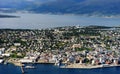 Tilt-shifted micro toy Tromso city background