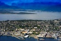 Tilt-shifted micro toy Tromso city background