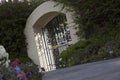 Tilt shot of entrance gate of house