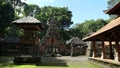 Tilt up clip of a temple at ubud monkey forest on bali