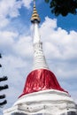 Tilt white pagoda on Ko Kret, Nonthaburi Thailand