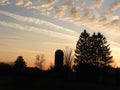 Barn silo silhouette during Fingerlakes sunset Royalty Free Stock Photo
