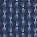 Tilted Blue Semi Circle Seamless Pattern Trend Vector Dotted Abstract Background