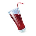 Tilted cola glass with cocktail straw. Royalty Free Stock Photo