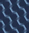 Tilted Hexagonal Grid Vector Seamless Pattern Trendy Blue Abstract Background Royalty Free Stock Photo